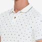 White & Blue Printed Slim Fit Polo T-Shirt | Greenfibre