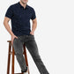 Dark Blue Printed Slim Fit Polo T-Shirt | Greenfibre