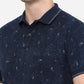 Dark Blue Printed Slim Fit Polo T-Shirt | Greenfibre