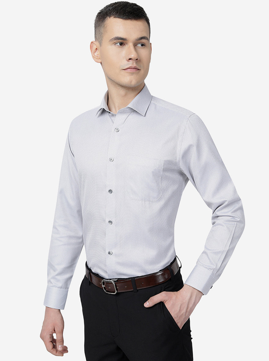 Grey Printed Slim Fit Formal Shirt | Greenfibre