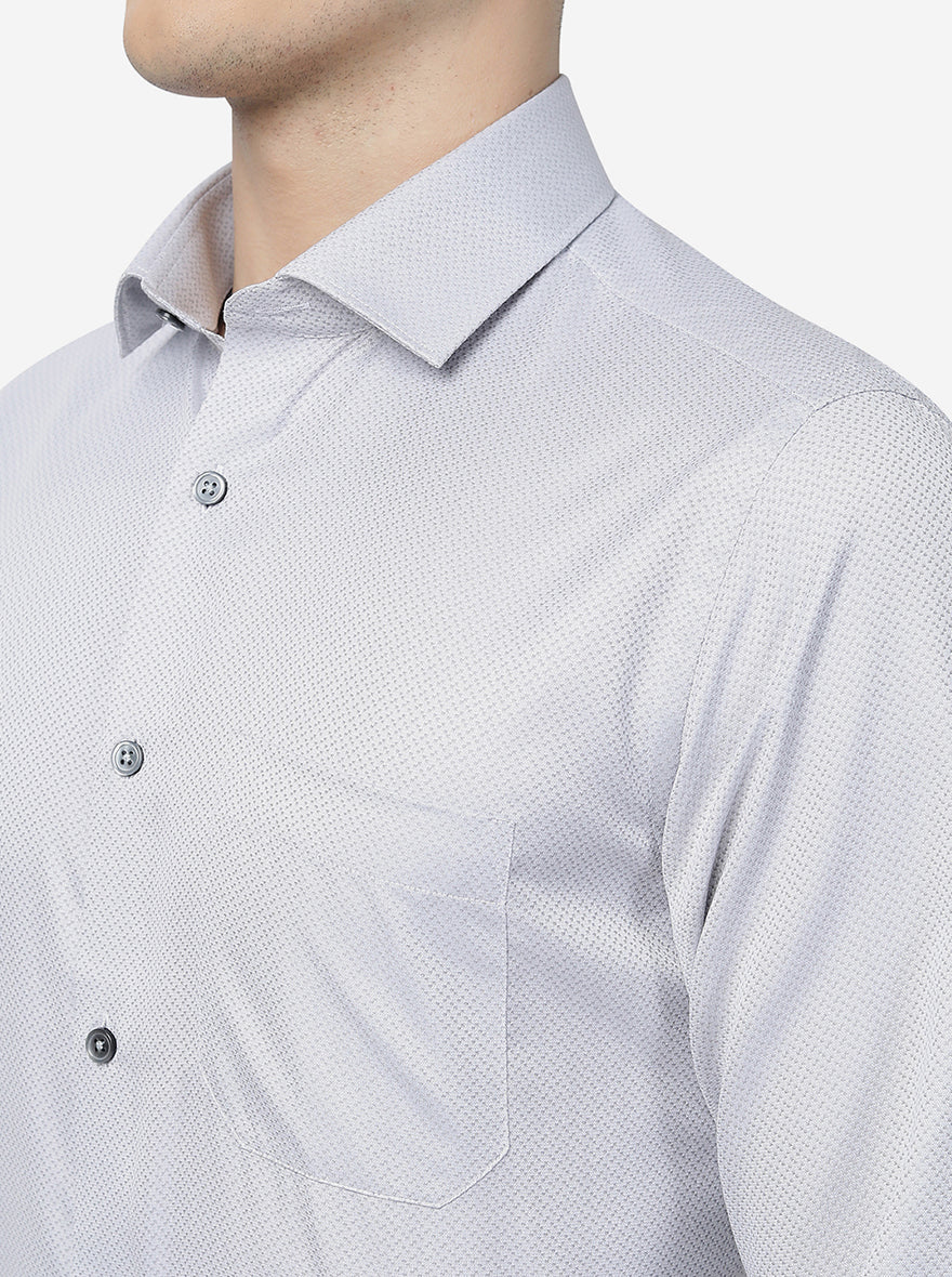 Grey Printed Slim Fit Formal Shirt | Greenfibre