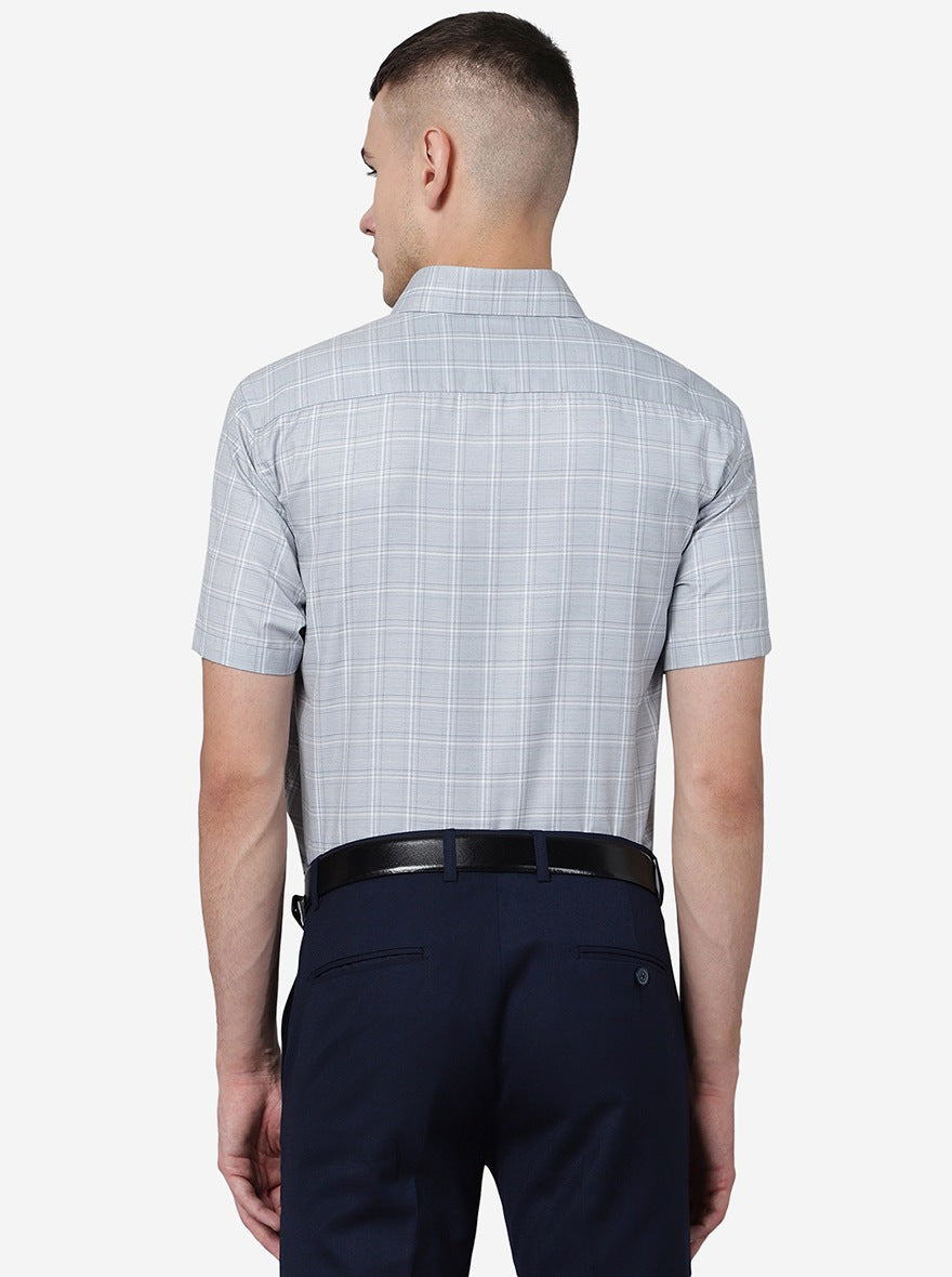 Grey Checked Regular Fit Formal Shirt | Greenfibre