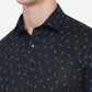 Navy Blue Printed Slim Fit Formal Shirt | Greenfibre