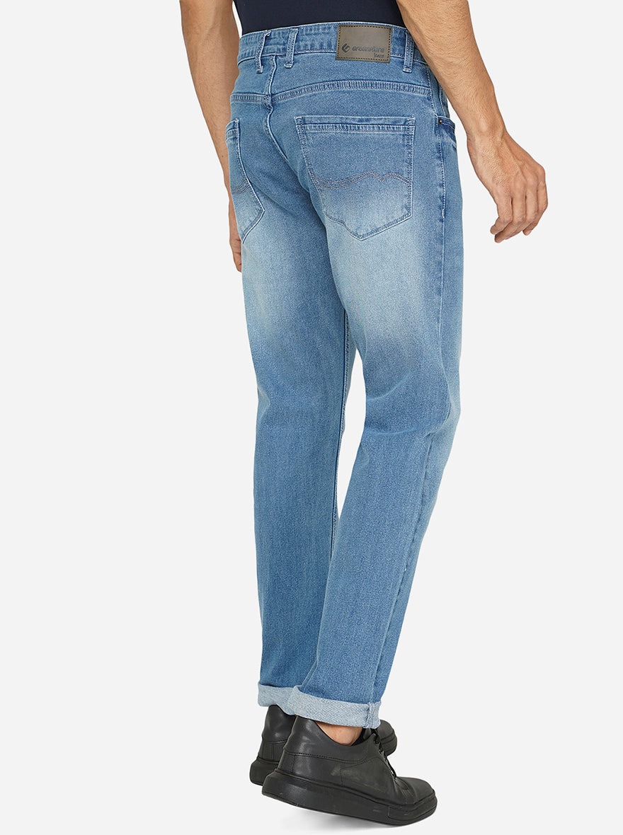 Blue Washed Straight Fit Jeans | Greenfibre