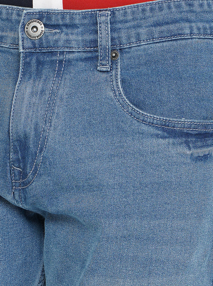 Blue Washed Straight Fit Jeans | Greenfibre