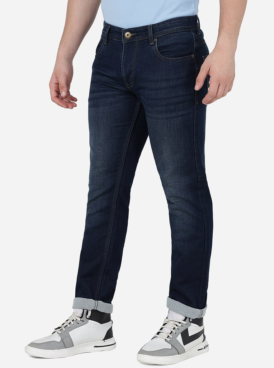 Indigo Blue Solid Narrow Jeans | Greenfibre