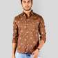 Patridge Brown Printed Slim Fit Casual Shirt | Greenfibre