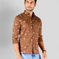 Patridge Brown Printed Slim Fit Casual Shirt | Greenfibre