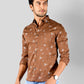 Patridge Brown Printed Slim Fit Casual Shirt | Greenfibre