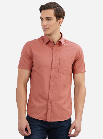 Canyon Clay Solid Slim Fit Semi Casual Shirt | Greenfibre