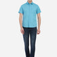 Blue Solid Slim Fit Semi Casual Shirt | Greenfibre