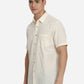 Cloud Cream Solid Slim Fit Semi Casual Shirt | Greenfibre