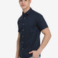 Midnight Navy Solid Slim Fit Semi Casual Shirt | Greenfibre