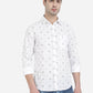 Bright White Printed Slim Fit Semi Casual Shirt | Greenfibre