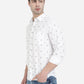 Bright White Printed Slim Fit Semi Casual Shirt | Greenfibre