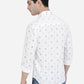 Bright White Printed Slim Fit Semi Casual Shirt | Greenfibre