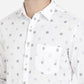 Bright White Printed Slim Fit Semi Casual Shirt | Greenfibre