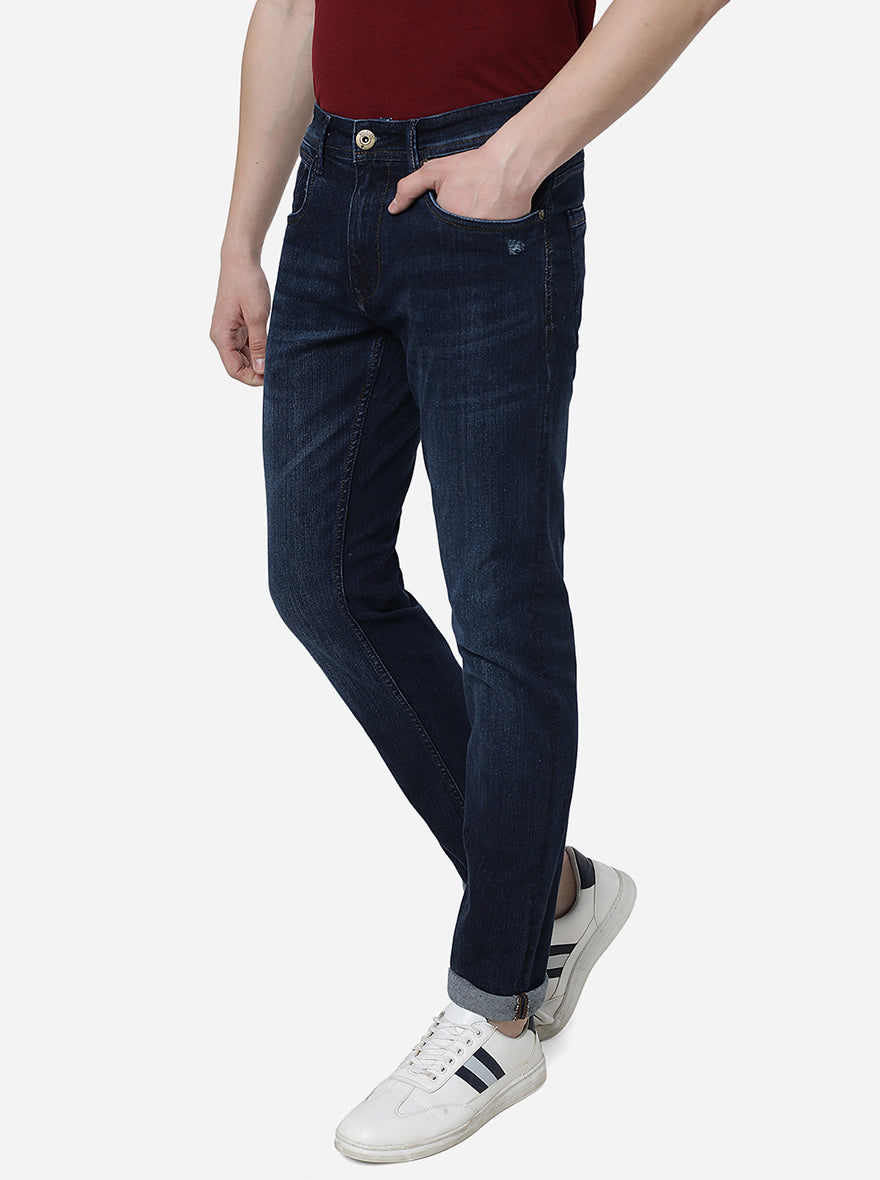 Indigo Blue Washed Slim Fit Jeans | Greenfibre