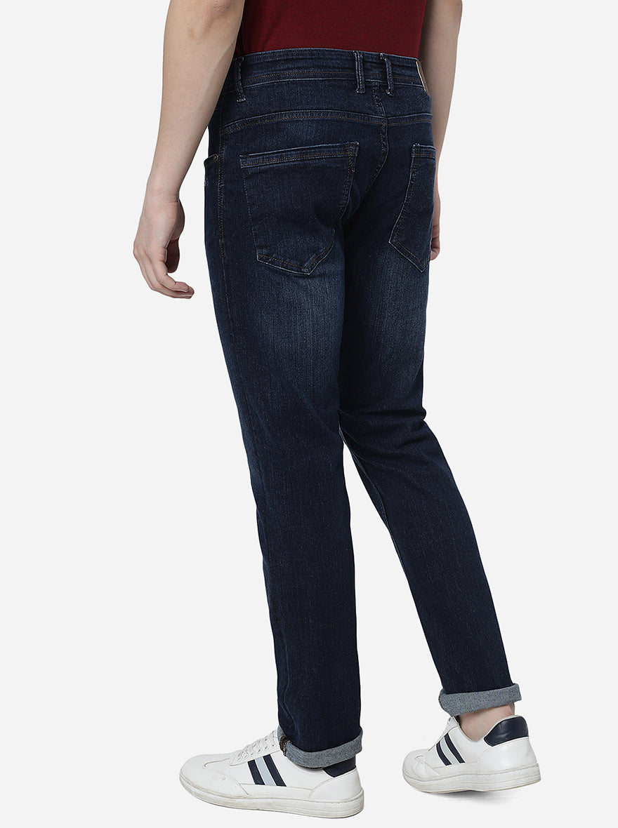 Indigo Blue Washed Slim Fit Jeans | Greenfibre