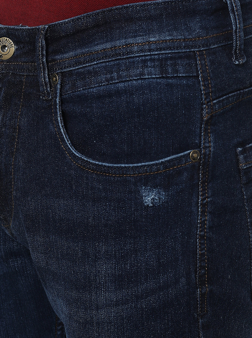 Indigo Blue Washed Slim Fit Jeans | Greenfibre