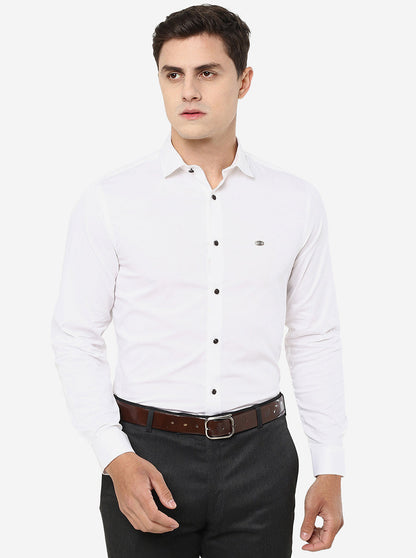 White Solid Slim Fit Party Wear Shirt | Greenfibre