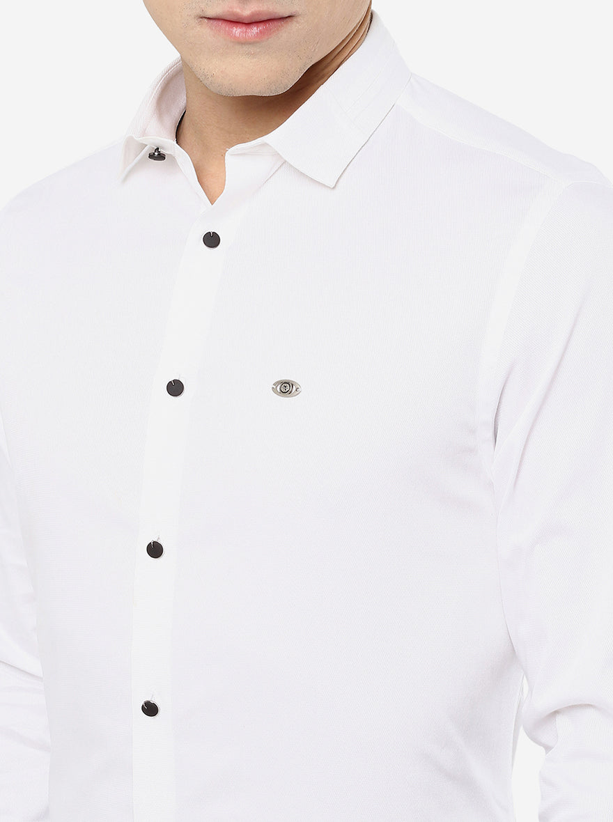 White Solid Slim Fit Party Wear Shirt | Greenfibre