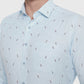 Sky Blue Printed Slim Fit Formal Shirt | Greenfibre