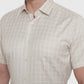 Beige Checked Slim Fit Formal Shirt | Greenfibre