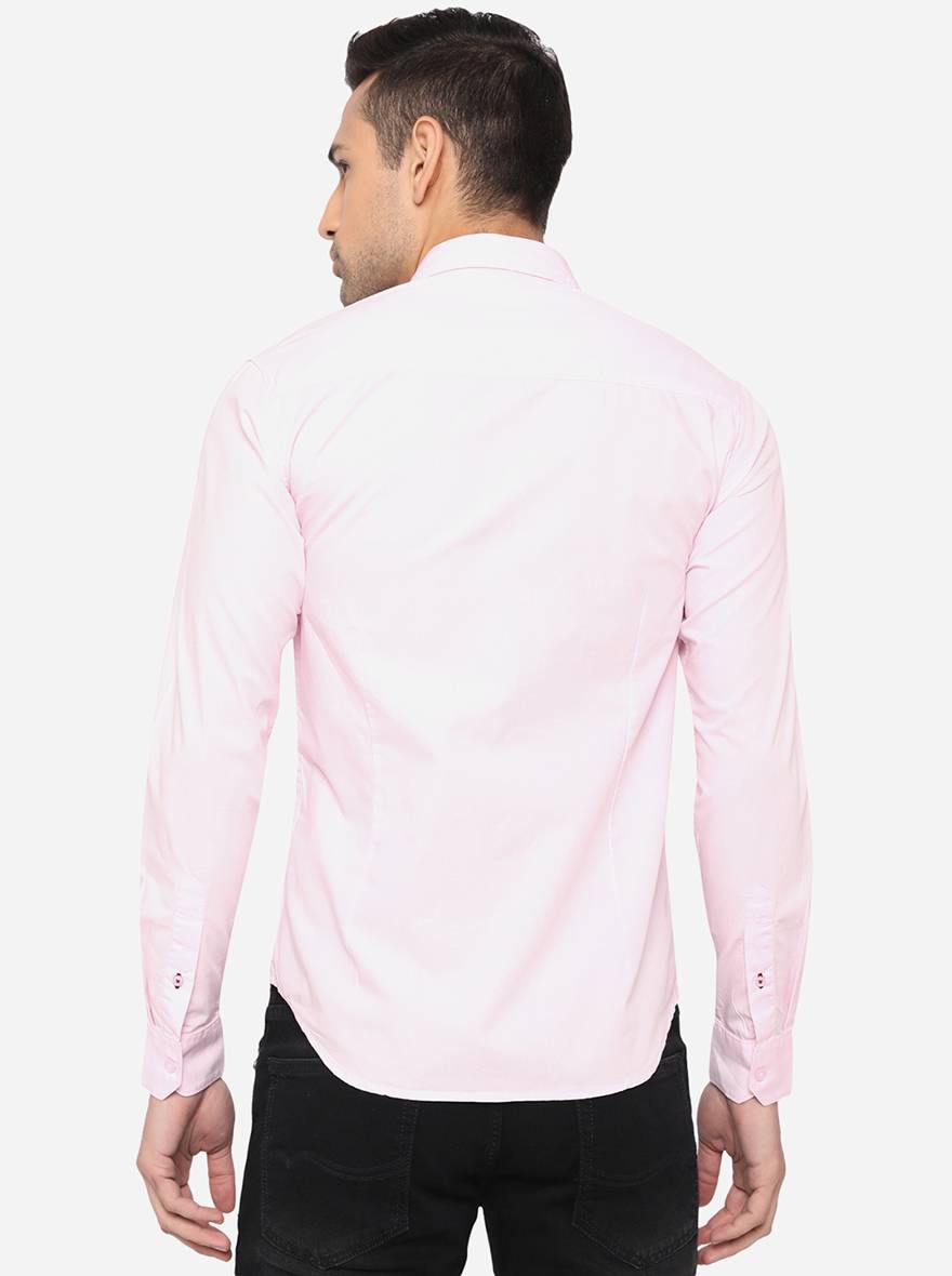 Cradle Pink Solid Slim Fit Semi Casual Shirt | Greenfibre