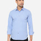 Sky Blue Solid Slim Fit Semi Casual Shirt | Greenfibre