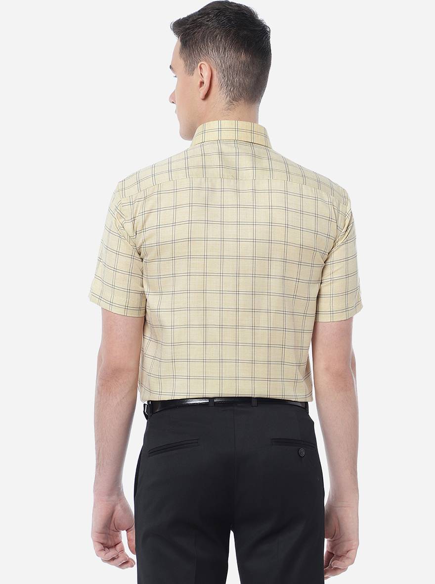 Golden  Checked Regular Fit Formal Shirt | Greenfibre