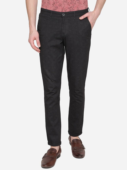 Black Solid Neo Fit Casual Trouser | Greenfibre