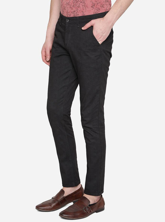 Black Solid Neo Fit Casual Trouser | Greenfibre