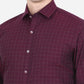 Maroon Checked Slim Fit Formal Shirt | Greenfibre