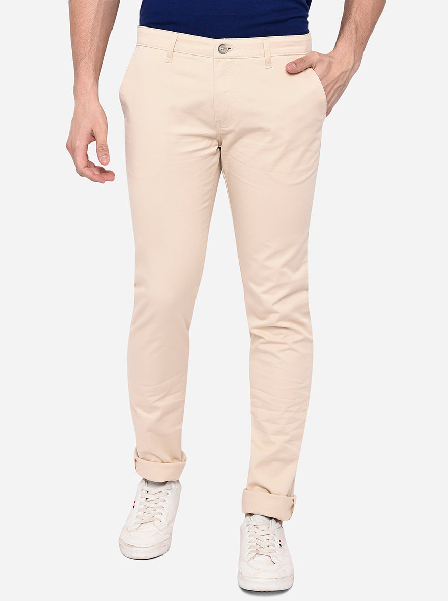 Fawn Solid Super Slim Fit Casual Trouser | Greenfibre