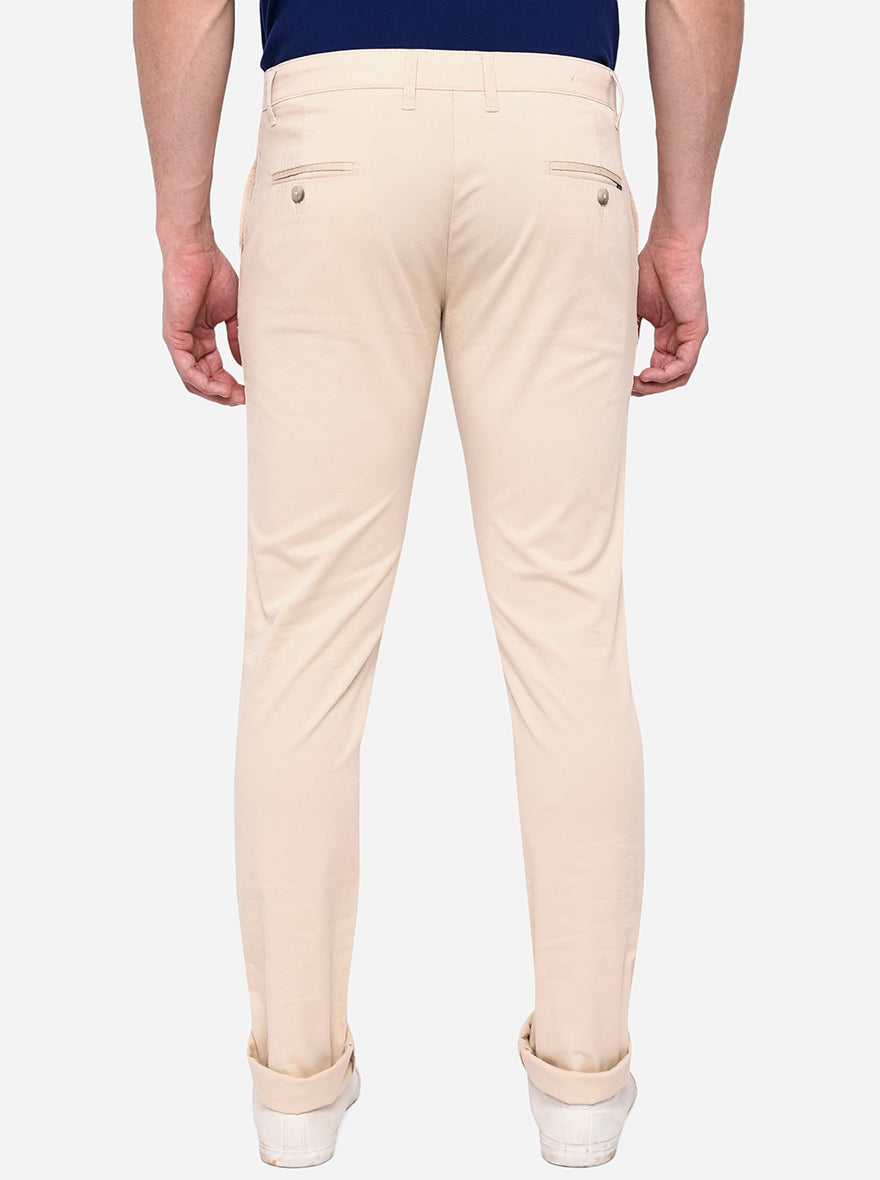 Fawn Solid Super Slim Fit Casual Trouser | Greenfibre