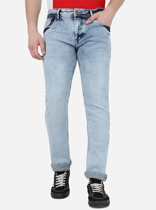 Light Blue Solid Narrow Jeans | Greenfibre