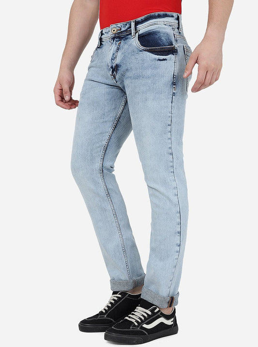 Light Blue Solid Narrow Jeans | Greenfibre