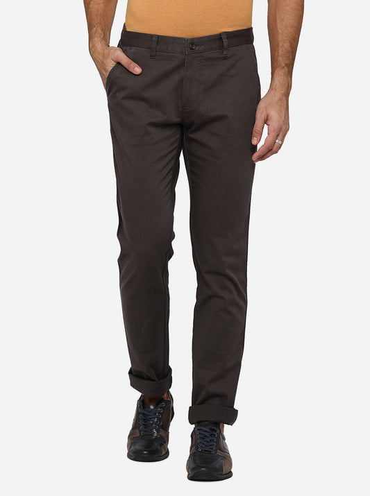 Dark Grey Solid Super Slim Fit Casual Trouser | Greenfibre