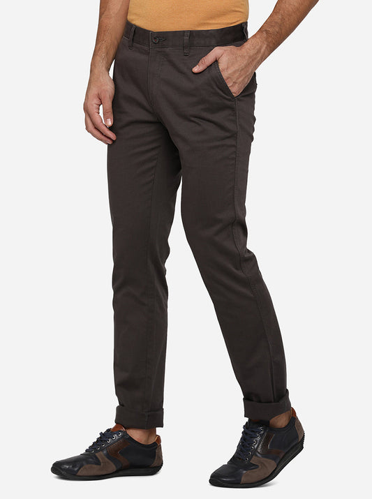 Dark Grey Solid Super Slim Fit Casual Trouser | Greenfibre