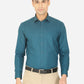 Peacock Blue Printed Slim Fit Formal Shirt | Greenfibre