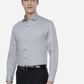 Light Blue & Grey Printed Regular Fit Formal Shirt | Greenfibre