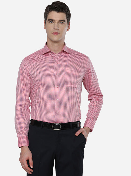 Pink & Blue Printed Regular Fit Formal Shirt | Greenfibre