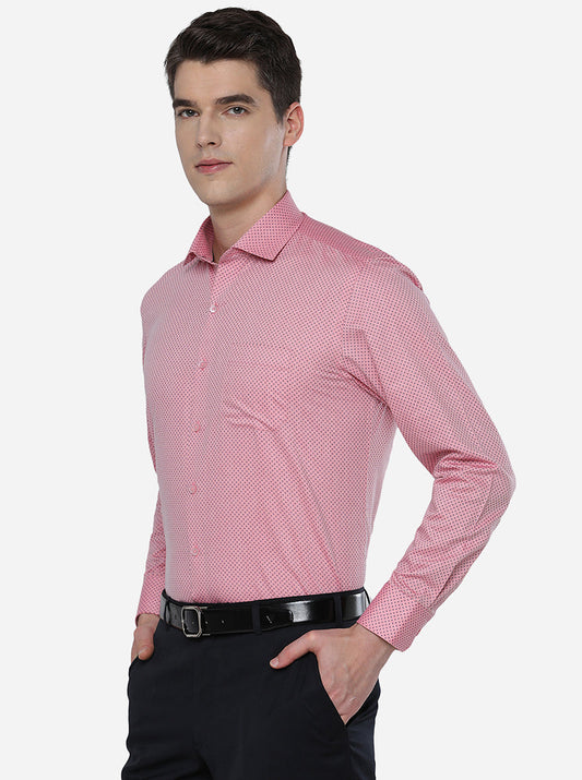 Pink & Blue Printed Regular Fit Formal Shirt | Greenfibre