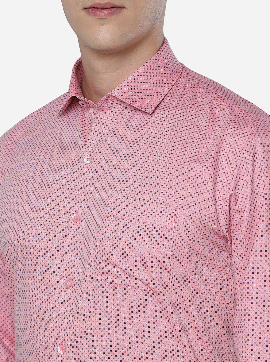 Pink & Blue Printed Regular Fit Formal Shirt | Greenfibre