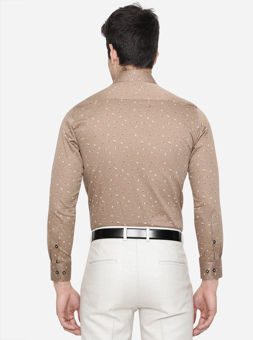 Brown Printed Slim Fit Party Wear Shirt | Greenfibre