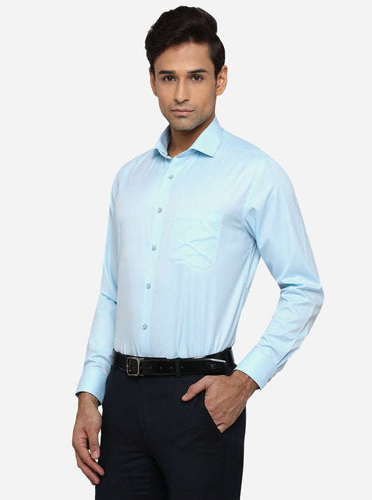 Sky Blue Dobby Regular Fit Formal Shirt | Greenfibre