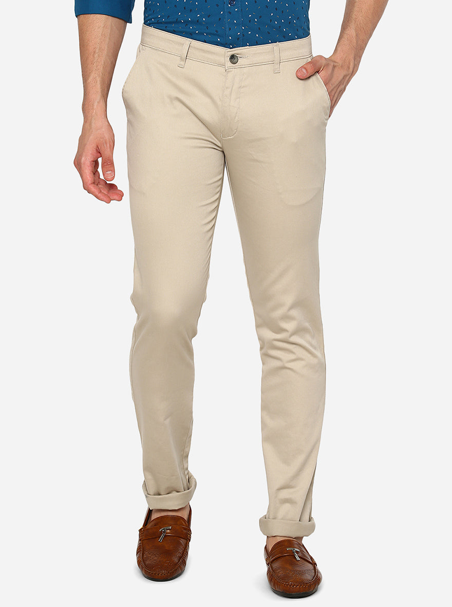 Grey Solid Super Slim Fit Casual Trouser | Greenfibre