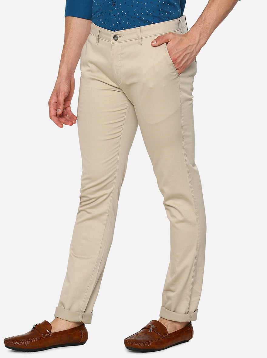 Grey Solid Super Slim Fit Casual Trouser | Greenfibre