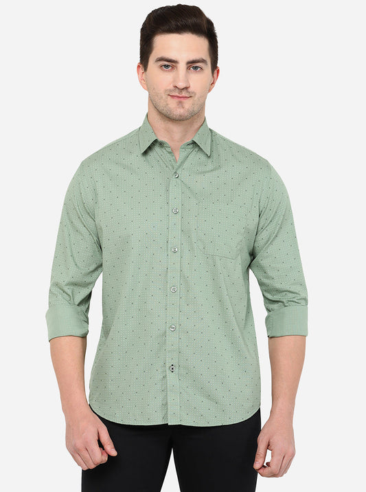 Green Printed Smart Fit Casual Shirt | Greenfibre